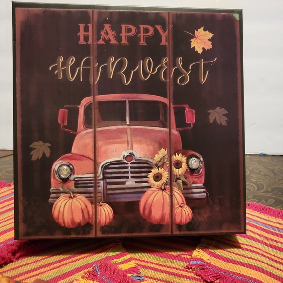 Happy Harvest Metal Sign w/Lighted Truck - Picture 4 of 8